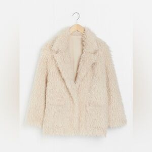 Kendall and Kylie Cream Faux Fur Jacket, Size S